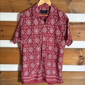 Abercrombie & Fitch Burgundy Paisley Men's Shirt Size Large Button Front